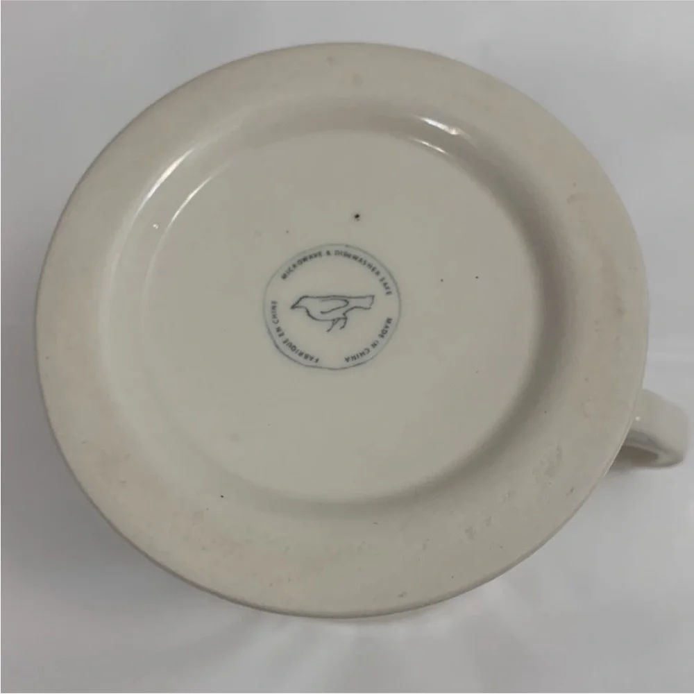 ANTHROPOLOGIE Initial Monogram 'S' Ceramic Coffee Mug Tea Cup off white black - Picture 7 of 7